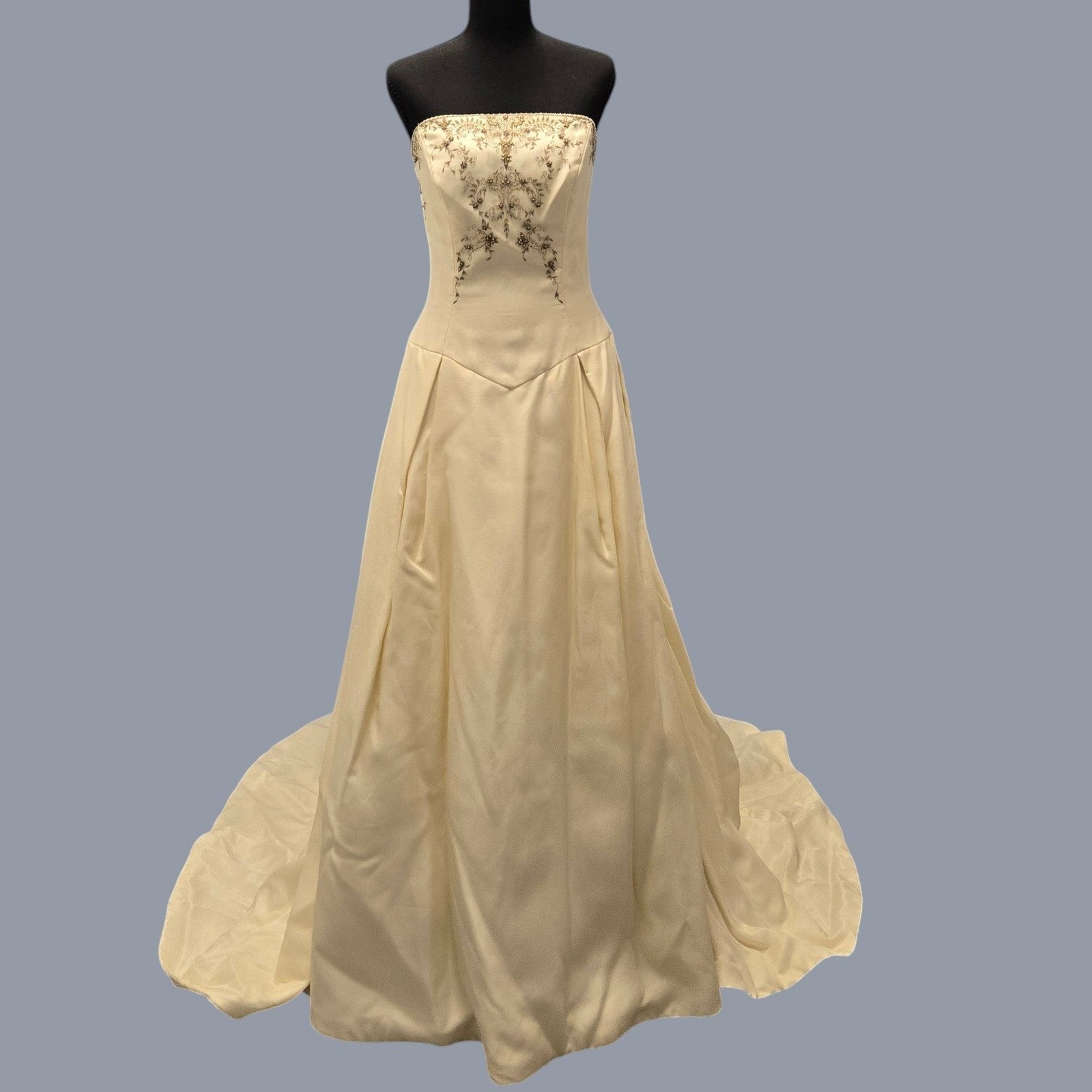 Jim Hjelm 4410 Ivory Gold Beaded Strapless Wedding Dress Gown Size 12 Nwt Usa